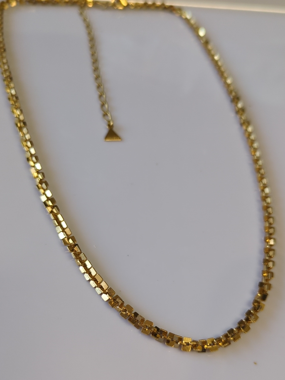 ☀️B4 Jouete Japan Gold Faceted Cube Box Chain Necklace Vintage Minimalist